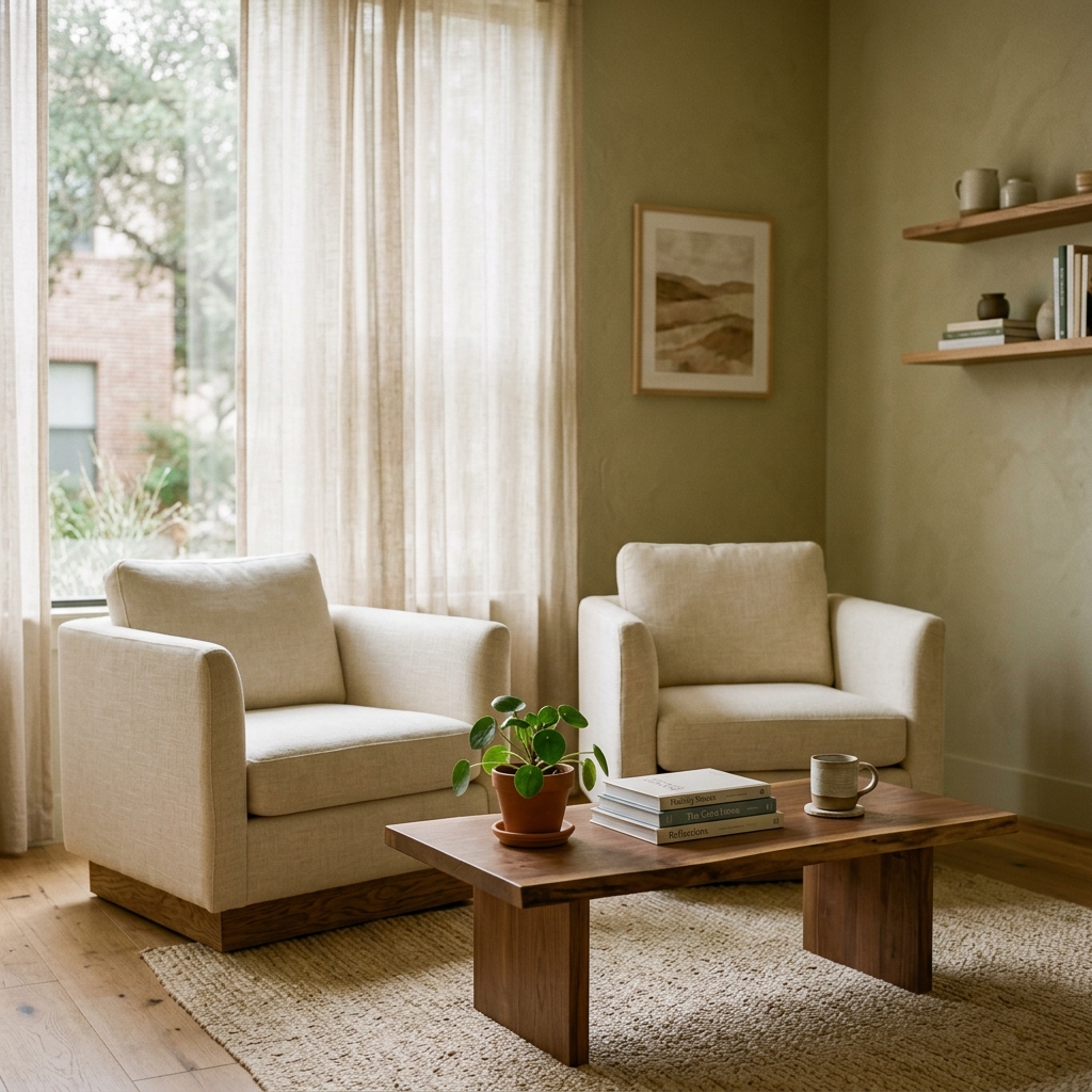 Calm consultation room with natural light